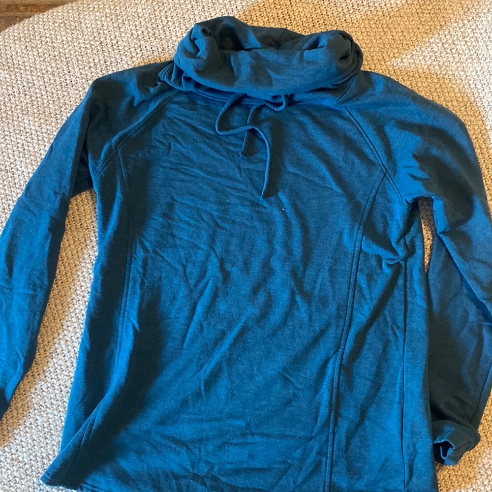 Blue cowl neck sweatshirt
